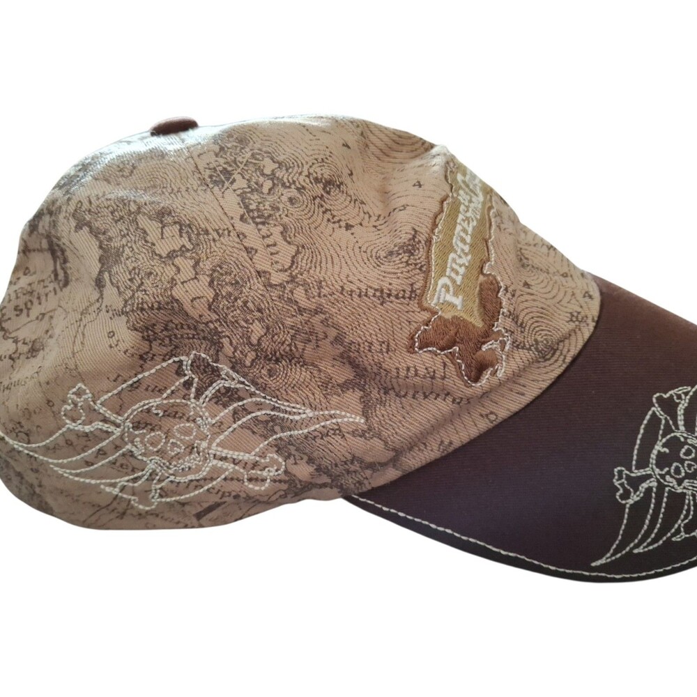 Disney Cruise Line Pirates of the Caribbean Youth Hat Cap Brown Tan Map Mickey - Picture 6 of 10
